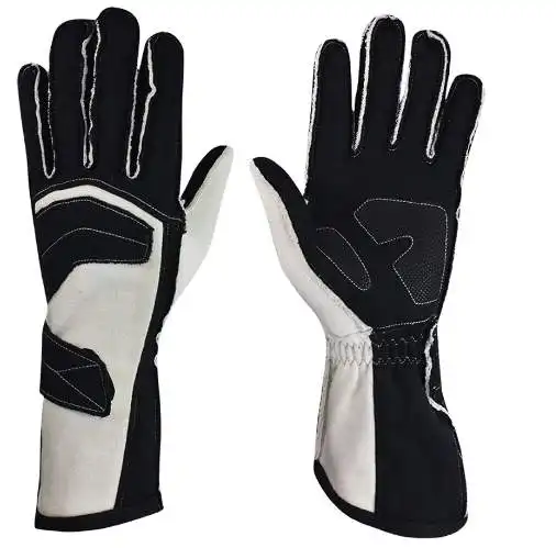 Gauntlet Kart Racing Gloves - Adult Black/White