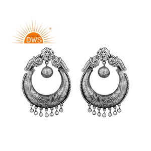 Traditional Oxidized Silver <b>Earring</b> Half <b>Moon</b> Designer Antique Silver <b>Earring</b> Manufacturer Supplier Vintage Collection - Product Image 1