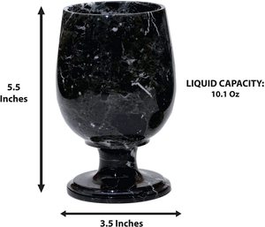 Ensemble de 2 verres à vin en marbre noir fait main Technique polie - Product Image 5