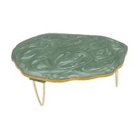 Meilleur Grand Support à Gâteau en Résine Verte avec Base en Acier Inoxydable, Plateau de Service Métallique Élégant pour Mariage, Événement, Cadeau, Bordure Médiévale CKS003 Écologique