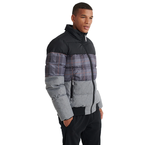 <b>Men's</b> Custom Logo Printed Woolen Puffer <b>Jacket</b> Stand Collar Zipper <b>Casual</b> Winter Wear Made in Pakistan - Product Image 1