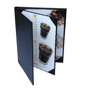 餐桌装饰定制3 & 4面板视图皮革菜单封面皮革餐厅菜单封面价格便宜