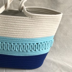 Bolsas de playa de algodón de cuerda blanca y azul, para tus vacaciones de verano - Product Image 3