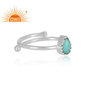 Anillo de piedras preciosas en forma de pera, joyería apilable en forma de pera de plata 925, azul cielo, Turquesa - Product Image 3