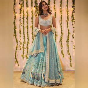 Diseñador Fancy Georgette Bordado Encaje Trabajo Precio al por mayor Ropa de seda étnica Ropa de fiesta Lehenga Choli Dupatta Alphanumero - Product Image 6