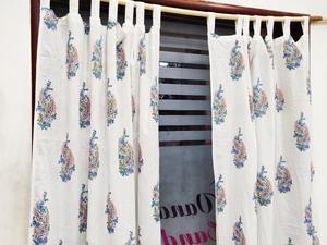 Tissu de rideau Salon 66 Coton Imprimé à la main Motif vague Ombrage total Rayé Rideau de porte et de fenêtre - Product Image 2