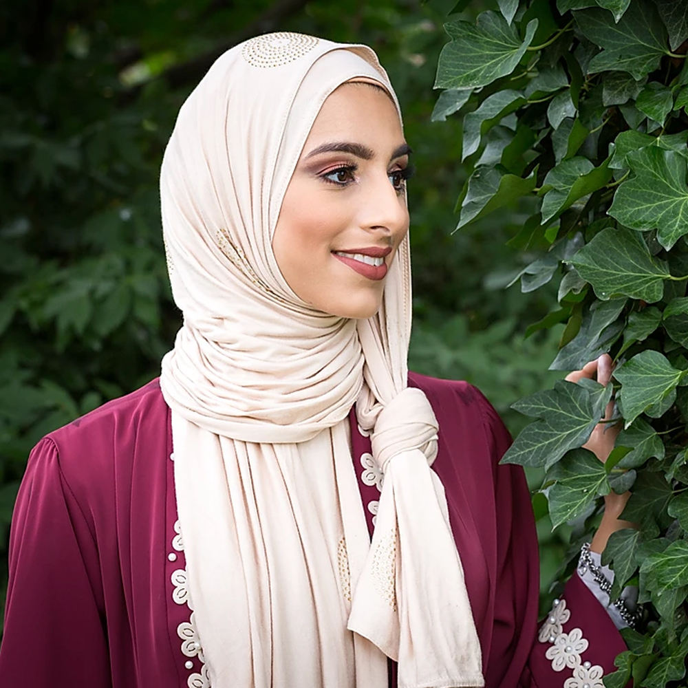 Foulard Avec Strass Elegant Jersey Scarf for Muslim Women