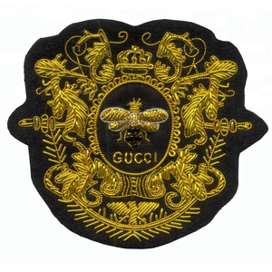 Wholesale Custom Bullion Wire Badge Hand made large design logo embroidery Hand made bullion wire embroidery - Product Image 3