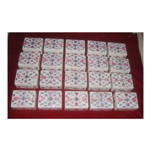 กล่องเครื่องประดับฝังหินอ่อนสีขาวทรงสี่เหลี่ยมประดับมุกธรรมชาติหลากสีสำหรับเทศกาลรอมฎอน - Product Image 1