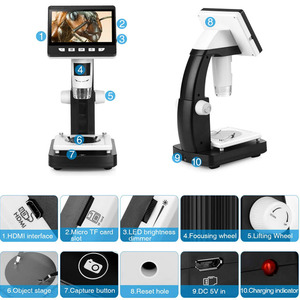 <span class=keywords><strong>Microscope</strong></span> numérique Portable de bureau LCD G710, HD 4.3 P, 1080 pouces, avec 8 lumières Led - Product Image 4