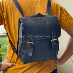 Nuevo estilo Vintage Look Black Crunch Mochila de cuero Mochila de viaje Oficina Cuero Bolsa de viaje de gran capacidad para hombres y mujeres - Product Image 3