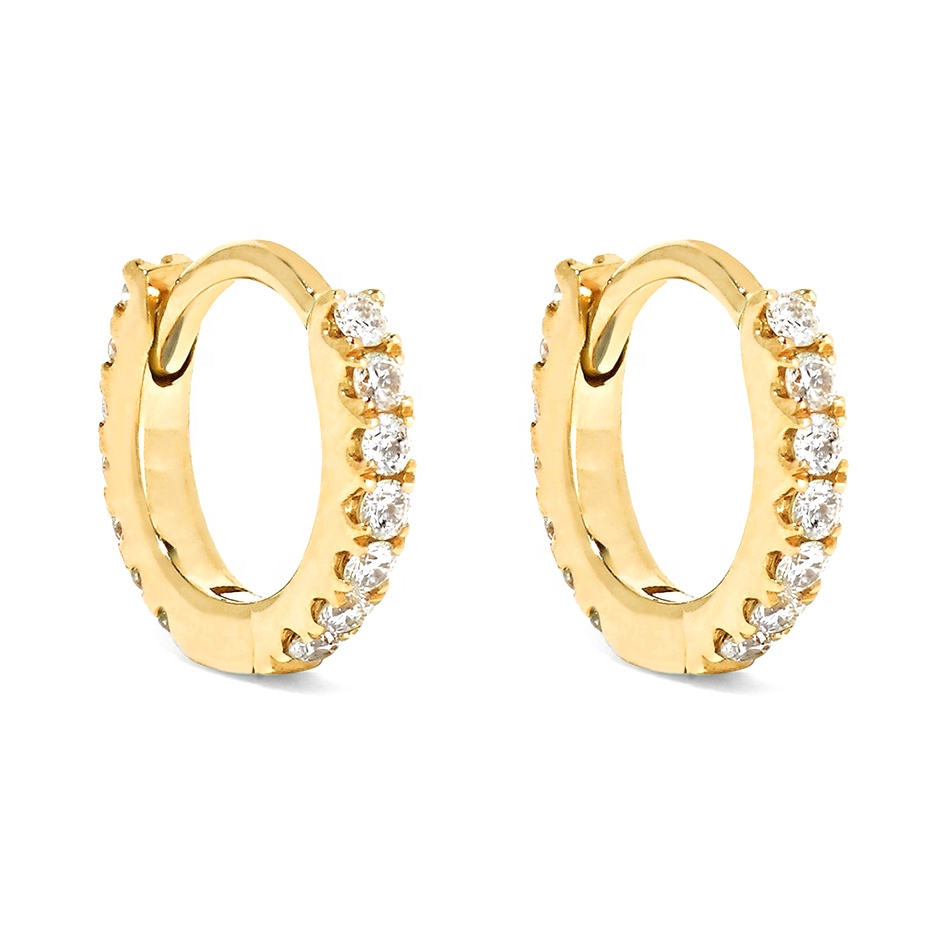 Gemnel Solid 925 silver 18k gold jewelry wholesale 2 gram gold beautiful designed huggie earrings