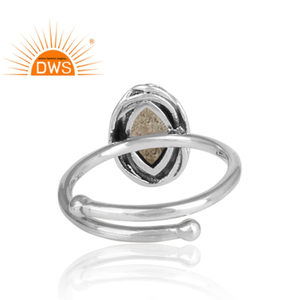 Anillo de Plata de Ley 925 con gema de labradorita Natural, joyería ajustable, oxidado - Product Image 4