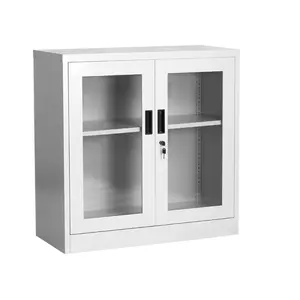 Steel kitchen office school hotel changing room locker with two glass/metal doors and one shelf Carmen CR-1263 J grey