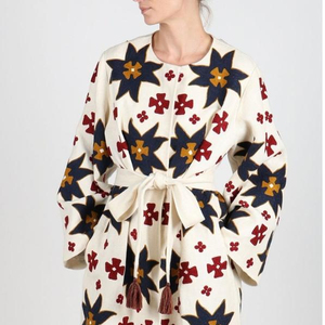 Juya — veste en coton à col en Sublimation, vêtements pour femmes, Kimono ouvert de qualité supérieure, broderie géométrique, style Boho Chic, broderie - Product Image 1