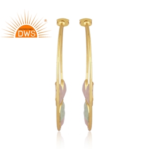 Wholesale 18k Yellow Gold Plated Hoop <b>Earrings</b> for Womens Jewelry Gemstone Hoop <b>Earrings</b> Manufacturer - Product Image 2