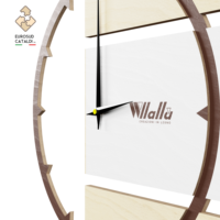Jam Dinding Analog Minimalis Italia yang Indah dengan Kayu Birch Alami Ukuran Besar dengan Inlay Melingkar.