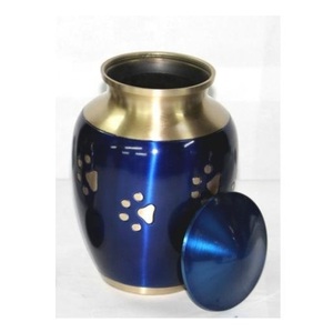 Urnes de crémation bleues de concepteur pour des animaux de compagnie métal en laiton/aluminium unique en gros pour le stockage commémoratif des cendres funéraires - Product Image 1