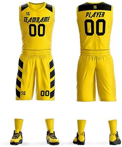Ensemble de maillots de basket-ball personnalisés en gros, sublimés, respirants, unisexes, pour adultes, avec shorts et chaussettes - Product Image 6