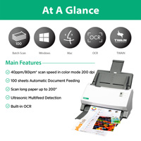 Plustek SmartOffice de PS3140U de alta velocidad dúplex documento escáner con 100 páginas documento alimentador 40ppm rápido lote escaneo PC y Mac