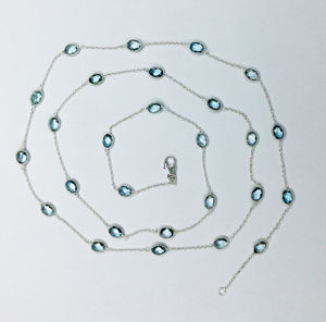 Everyday Wear 925 Sterling Silver Blue Topaz Long Chain Necklace - Product Image 2