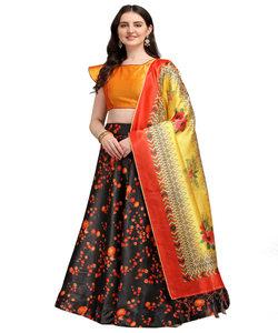 Festival desgaste Georgette seda Impresión digital trabajo lehenga choli con encaje trabajo dupatta fiesta desgaste mejor precio prenda étnica - Product Image 1