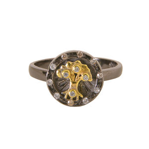 Última colección 18K chapado en oro 925 anillo de bodas de plata esterlina piedra preciosa de circón natural rodio negro árbol vida joyería fina - Product Image 1