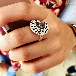 Bague Spirale Ajustable en Argent Placage Lunette de Bohème Sertissage Pierres Précieuses Bijoux Matériau Principal Laiton pour Anniversaires - Product Image 1