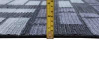 Handgefertigter blauer rechteckiger gerippter Woll-Seiden-Tibet-Teppich mit Schlingenflor, Schnittflor, gestreiftem Muster, umweltfreundlich, rutschfest, wasserdicht