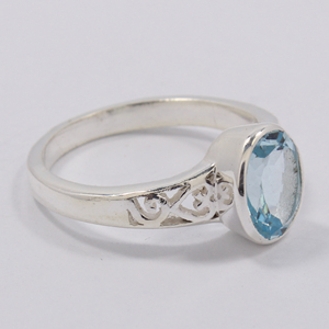 Bijoux en pierres précieuses solides en argent sterling 925 Bague en topaze bleue en argent sterling 925 Bijoux naturels Bague pour filles Bague à la main - Product Image 3