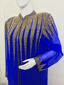 เดรสคาฟตันสไตล์วินเทจสำหรับผู้หญิงพิมพ์ลายทึบอาบายายาวปักด้วยมือขนาดใหญ่พิเศษสำหรับงานปาร์ตี้มุสลิมประเพณีอิสลามอาหรับ - Product Image 5