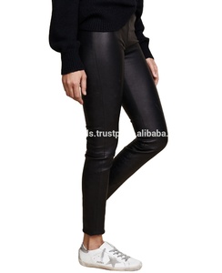 Pantalones de moda para mujer, longitud de cintura alta, brillante, piel de oveja, acampanados, cuero elástico - Product Image 1