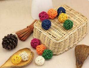 Bola de ratán con varios colores para decorar el hogar o el árbol de Navidad Pelotas de fútbol de ratán Sepaktakraw redondas naturales 10cm de diámetro - Product Image 4