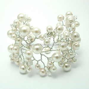 <b>Indian</b> Pearl Napkin <b>Ring</b> Beads Napkin Holder for Wedding Handmade Beaded Napkin <b>Rings</b> in Bulk From India - Product Image 4