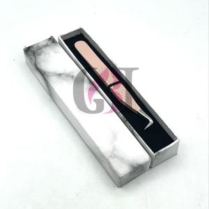 Pinzas Profesionales para Pestañas de Acero Inoxidable con Punta Plateada y Agarre de Diamante con Recubrimiento de Polvo de Durazno de 90 Grados, Longitud de 10 mm, Personalizables - Product Image 1