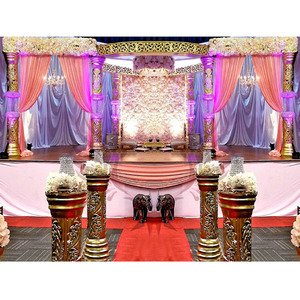 Mandap de Boda de Cristal Dorado de Nuevo Diseño, Mandap de Boda Decorativo de Cristal Dorado, Decoración de Mandap de Boda de Cristal Brillante, EE. UU. - Product Image 1
