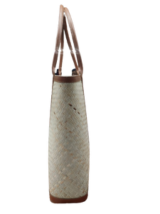 Sac fourre-tout en rotin portable fait à la main pour femmes paille résistante à l'eau avec doublure en coton broderie décoration Type de fermeture ouverte - Product Image 2