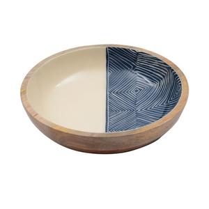 Bol en bois de ferme à manga, 4 pièces, fini émaillé décoratif bol à salade - Product Image 3