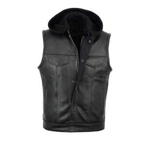 Hommes décontracté hiver moto mode Western cuir gilet respirant coupe-vent Logo bouton imprimer imperméable sans manches - Product Image 1