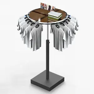 高級アクリル棚付き丸型衣料品ラック、メタルフレームとクローム仕上げ、小売ディスプレイスタンド用、モデル018 - Product Image 1