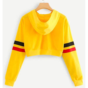 Sweat-shirt à capuche personnalisé pour femmes, haut court gris, tissu polaire, imprimé, coton uni, ras du cou, tendance 2020 - Product Image 4