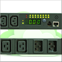 Digipower Smart PDU H2H-1623K-16N2 Haute densité, horizontal, double entrée 16A, sortie 32A (IEC320 C19/C13), 8 prises 230V, noir