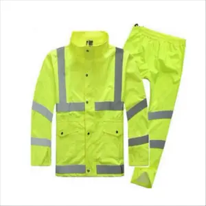 高能见度防水反光雨衣，带EN或ANSI兼容反光条，适用于道路使用者和工人