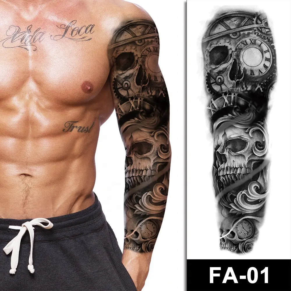 1 X Tätowierungen die echte Tattoo Arm Ärmel für Männer Body Art Tattoo au G5U8 
