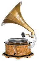 Lecteur de gramophone en laiton doré de vente chaude pour la musique et la décoration avec un design de trombone élégant