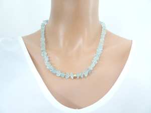 Collar de cristal de piedras preciosas en bruto de Aguamarina Natural, Plata de Ley 92,5, 22 "de largo, fabricación de joyería para mujer - Product Image 3