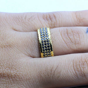 Anillo de boda de media eternidad con diamantes negros naturales de 2 quilates para hombre, banda de eternidad de diamantes de oro amarillo de 14K, anillo de hombre de 14K sólido - Product Image 4