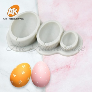 AK 3D Easter Egg Fondant Bolo Decoração Silicone Mold Crianças DIY Pastelaria Baking Ferramenta com Coelho Argila Doce Chocolate Moldes - Product Image 5