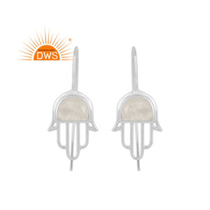 Pendientes de piedra lunar de arcoíris Natural, diseño de mano de Hamas, joyería colgante de plata 925, venta al por mayor - Product Image 1