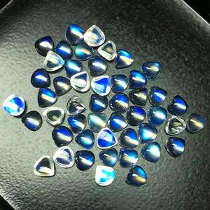 Piedra Lunar Azul Fuego, Forma de Corazón, Gema Suelta, Cabujón Pulido para Joyería, Calidad Natural Increíble - Product Image 1